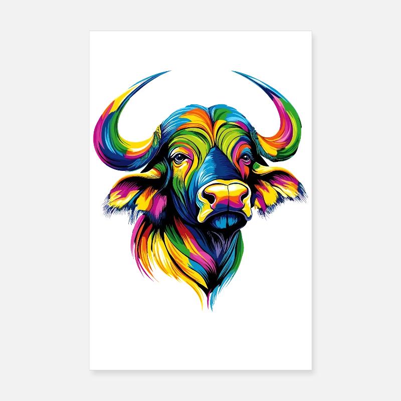 Buffle du Cap Buffalo Safari Buffle d’Afrique Poster 20 x 30 cm