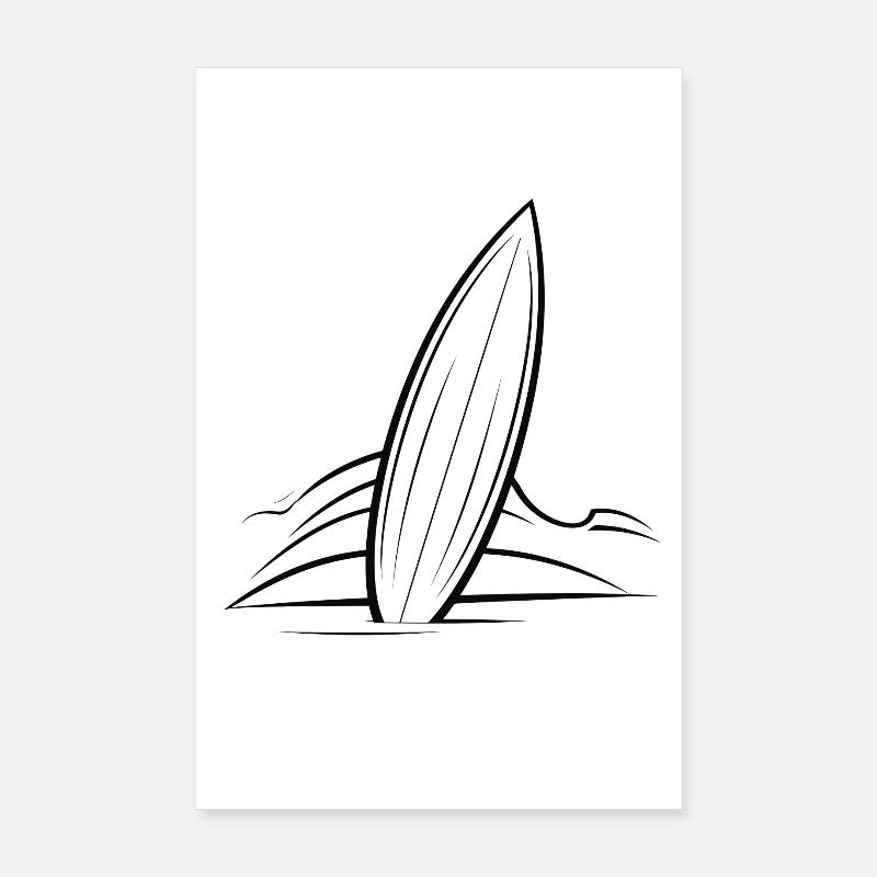 Surfboard Drawing Poster 8" x 12" (20x30 cm)