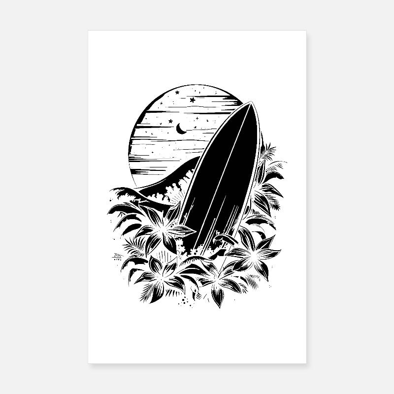 Planche de surf look de dessin animé Poster 20 x 30 cm