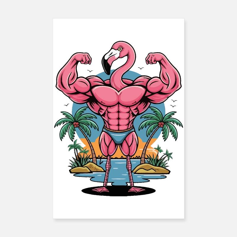 Flamant rose musculaire Poster 20 x 30 cm