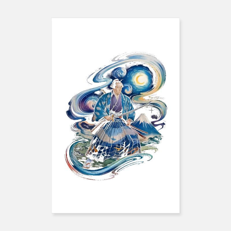 Samurai Ronin Mount Fuji japanisch Poster 20x30 cm