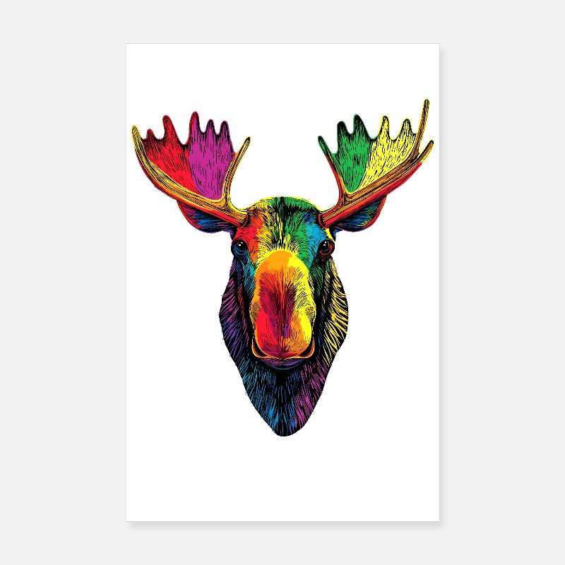 Elch Moose Elchbulle Geweih Hirsch Wilde Elche Poster 20x30 cm