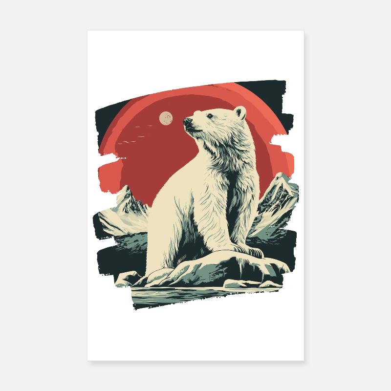 Ours glacé rétro Poster 20 x 30 cm