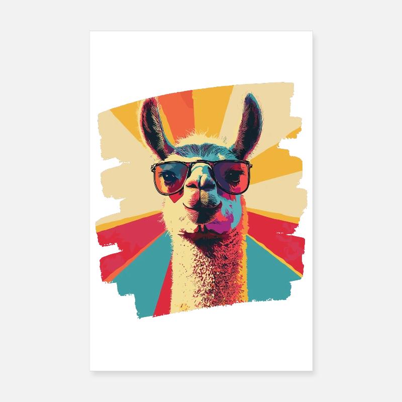 Alpaca Retro Poster 8" x 12" (20x30 cm)