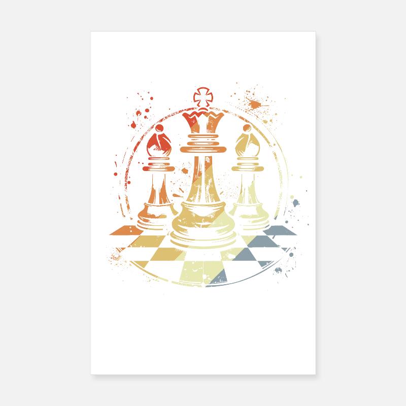 Pièces d’échecs rétro Poster 20 x 30 cm