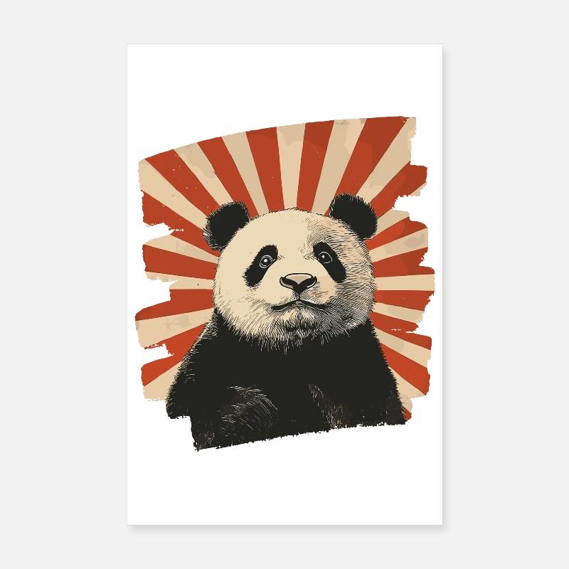 Panda Bear Retro Poster 8" x 12" (20x30 cm)