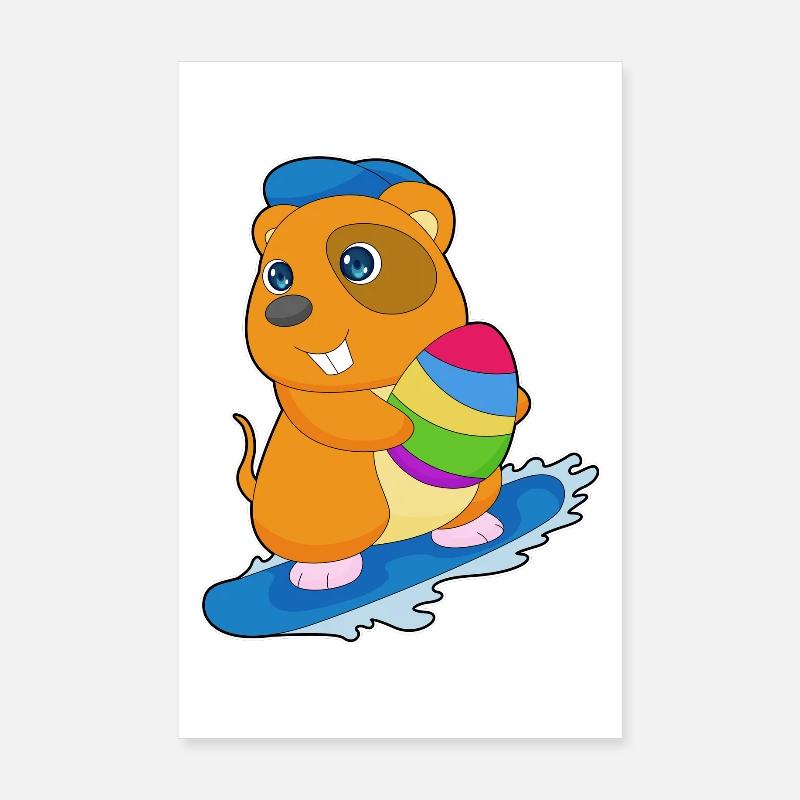 Planche à neige de Pâques hamster Poster 20 x 30 cm
