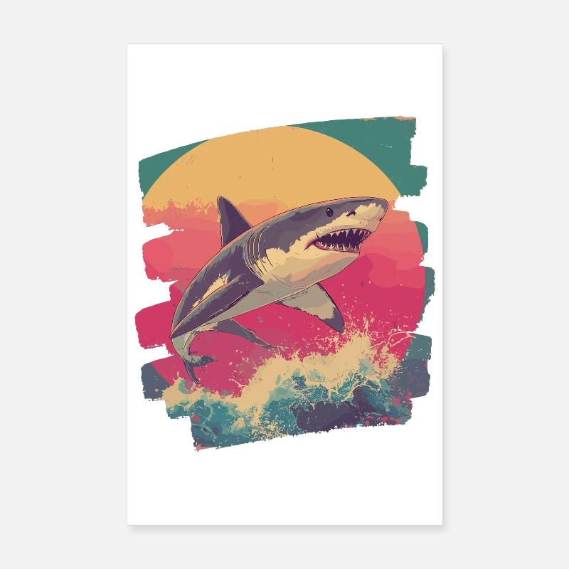 Haifisch - Poster 20x30 cm - Weiß