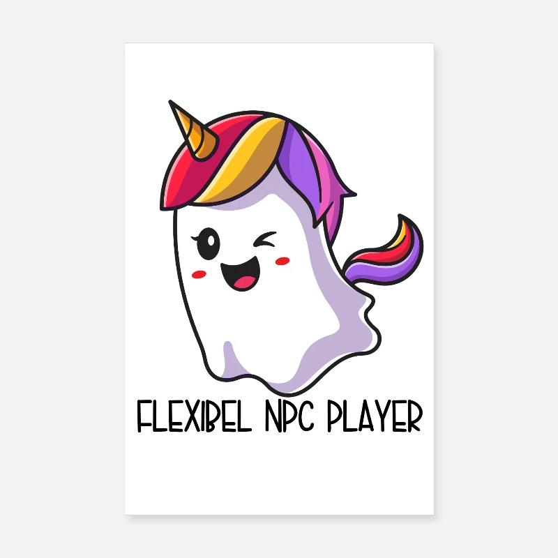 Flexible NPC Player – Colorful Unicorn Ghost Poster 8" x 12" (20x30 cm)