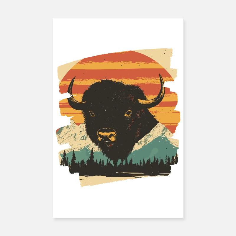 Bison Rétro Poster 20 x 30 cm