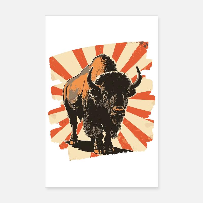 Bison Rétro Poster 20 x 30 cm