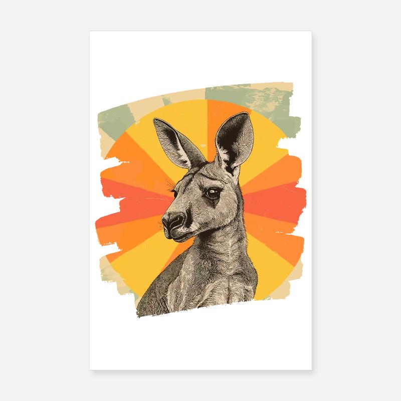 Kangourou rétro Poster 20 x 30 cm