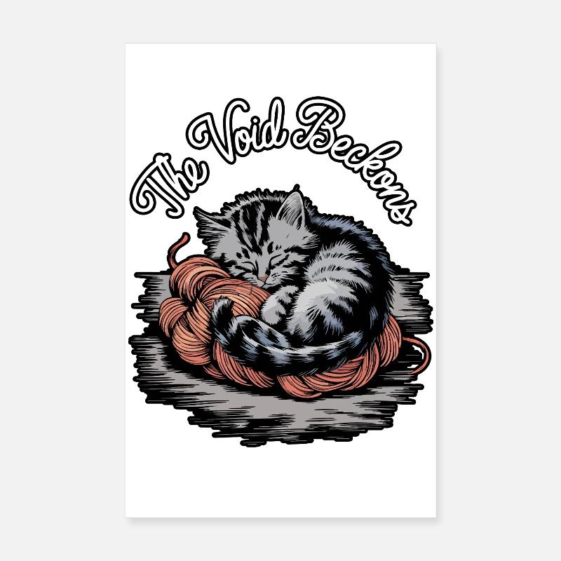 Le vide attire le chat mignon Design d’humour noir Poster 20 x 30 cm
