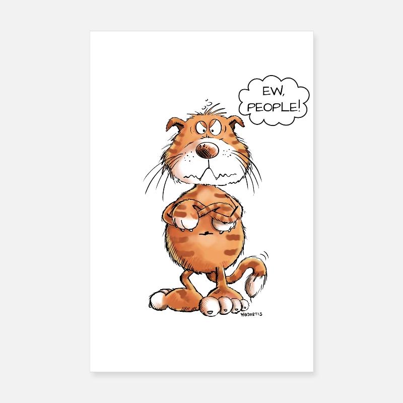 Grumpy Ew People Red Cat Saying Cats Poster 8" x 12" (20x30 cm)