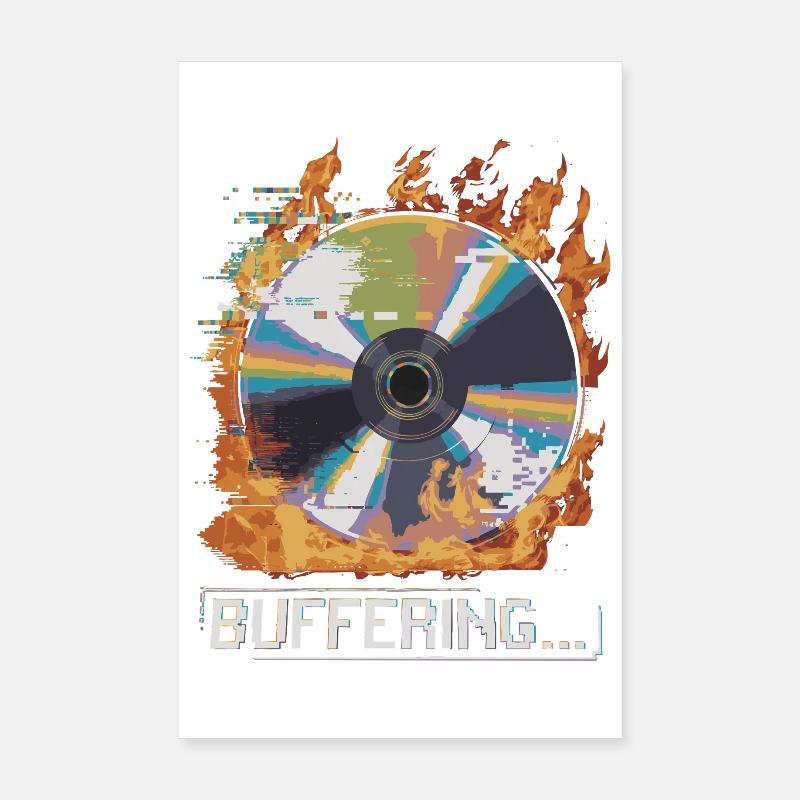 Buffering... Flamingo Glitched CD Retro Design Poster 8" x 12" (20x30 cm)