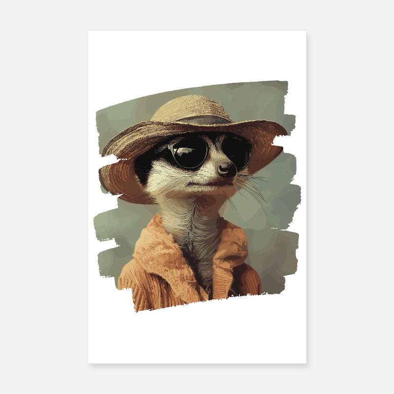 Erdmännchen Retro Poster 20x30 cm