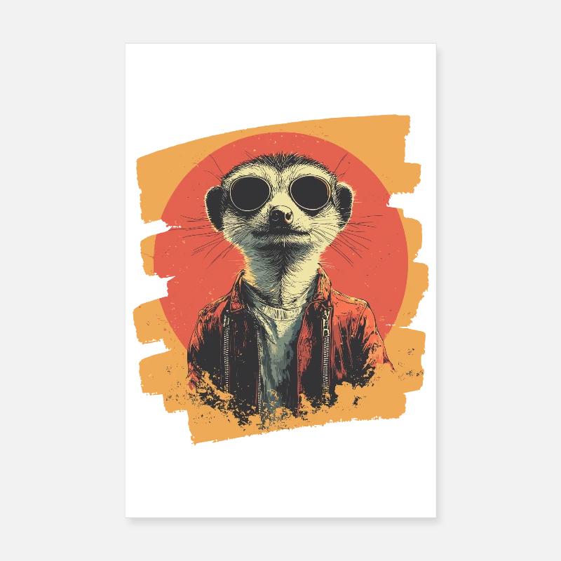 Suricate Rétro Poster 20 x 30 cm