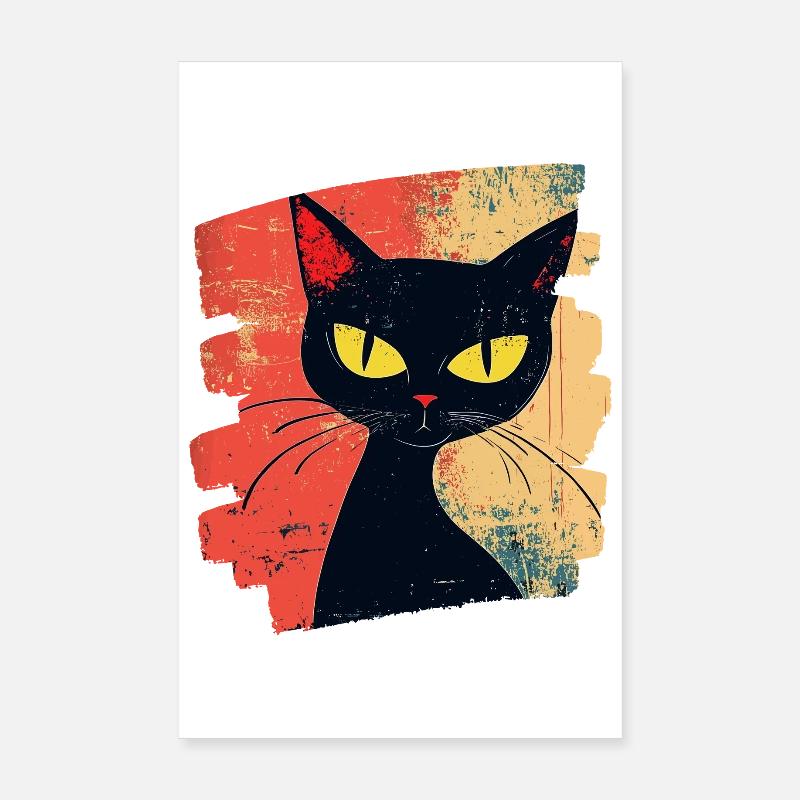 Chat Noir Rétro Poster 20 x 30 cm