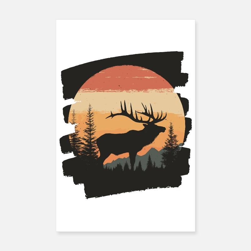 Moose Retro Poster 8" x 12" (20x30 cm)