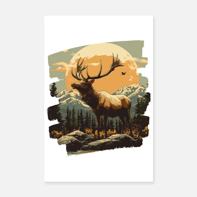 Elch Retro Poster 20x30 cm