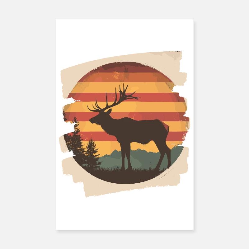 Moose Retro Poster 8" x 12" (20x30 cm)