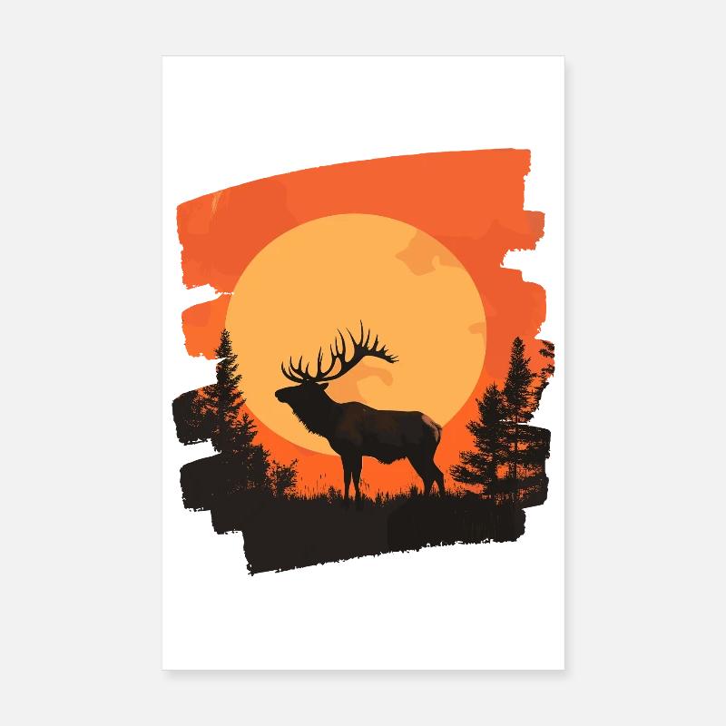 Moose Retro Poster 8" x 12" (20x30 cm)