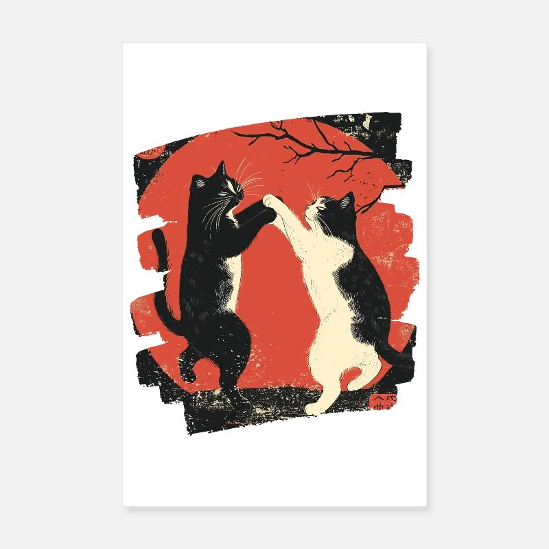 Japanischer Katzen Kampf Poster 20x30 cm