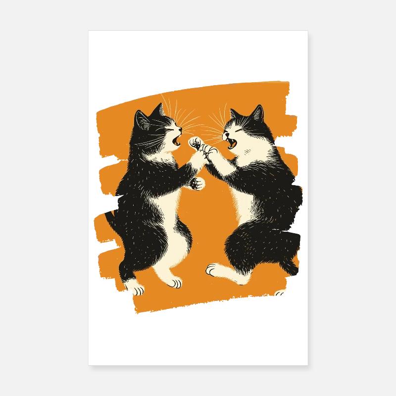 Combat de chats japonais Poster 20 x 30 cm