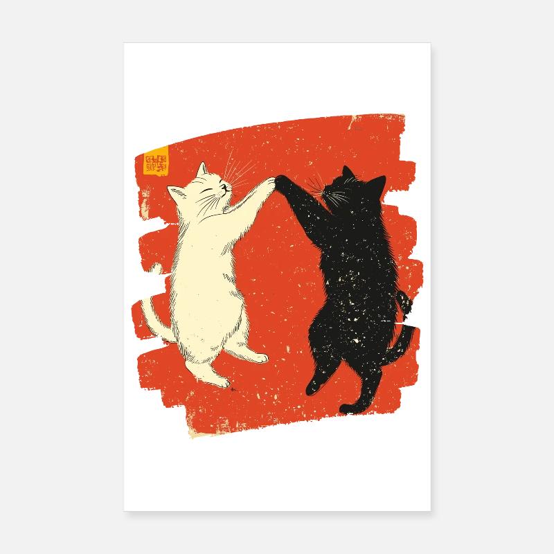 Japanischer Katzen Kampf Poster 20x30 cm