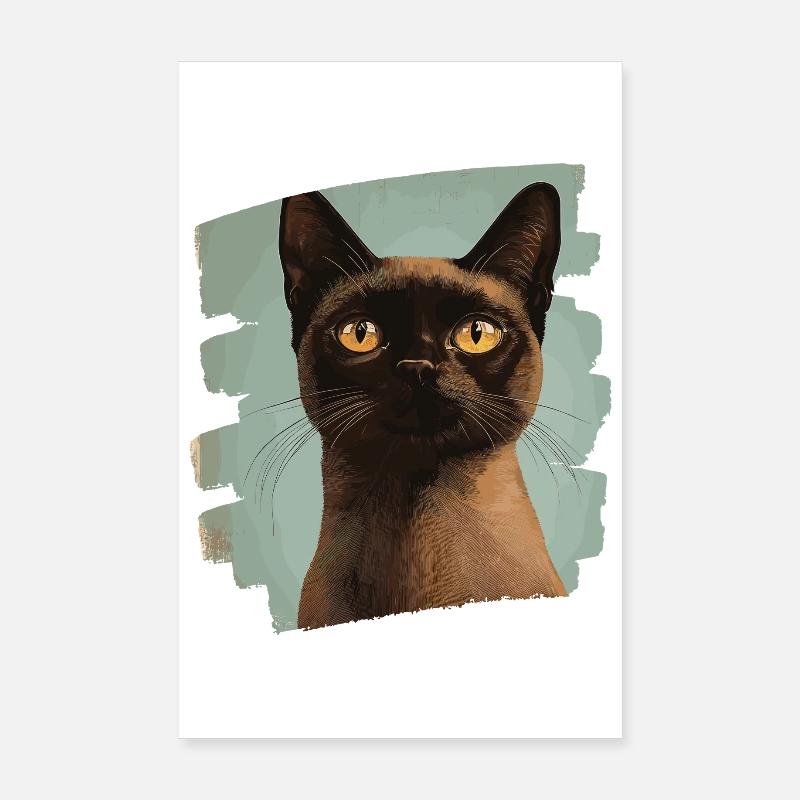Birman Birmanie Chat Rétro Poster 20 x 30 cm