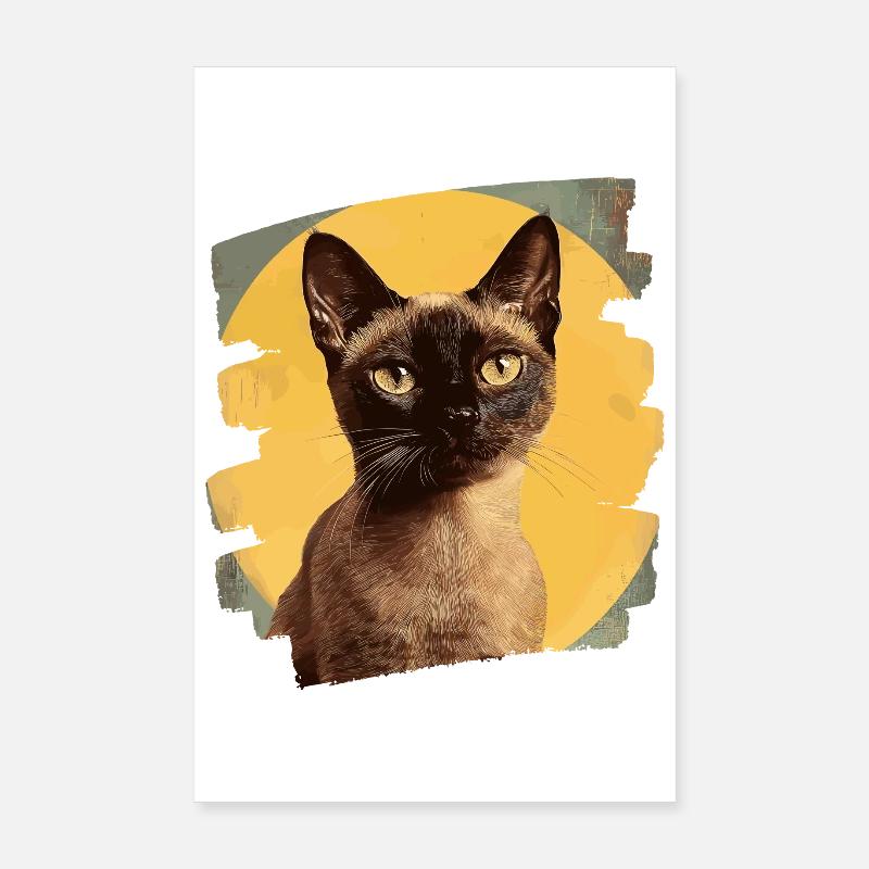 Birman Birmanie Chat Rétro Poster 20 x 30 cm