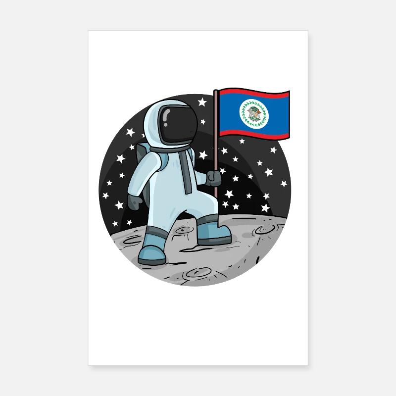 Drapeau astronaute Belize Poster 20 x 30 cm
