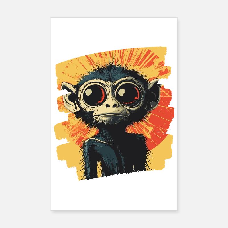 Spinnenaffe Retro Poster 20x30 cm