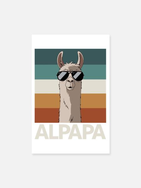 Papa Alpaga Papa Drôle Lama Cadeau de Fête des Pères - Poster 20 x 30 cm - blanc - Devant
