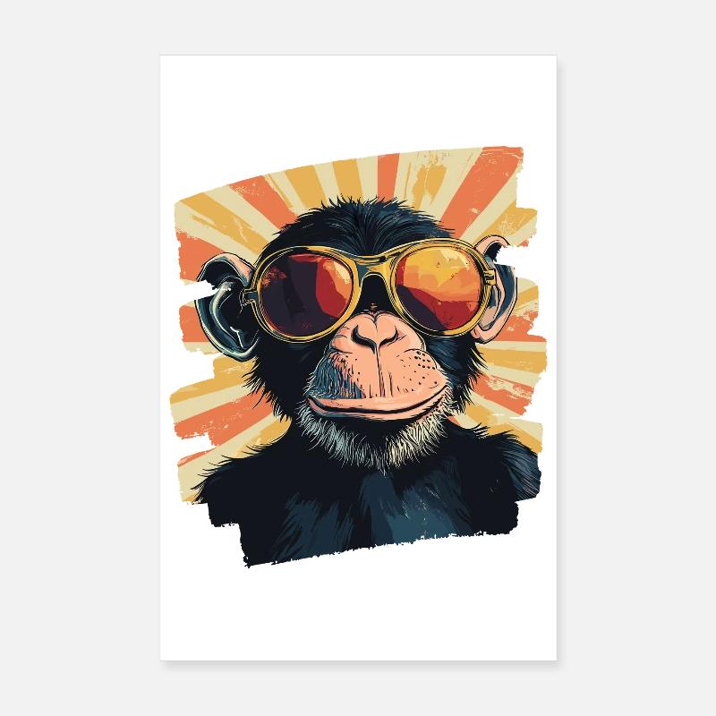 Singe Rétro Poster 20 x 30 cm
