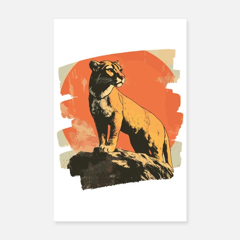 Lion from mountain Retro - Poster 20x30 cm - Weiß