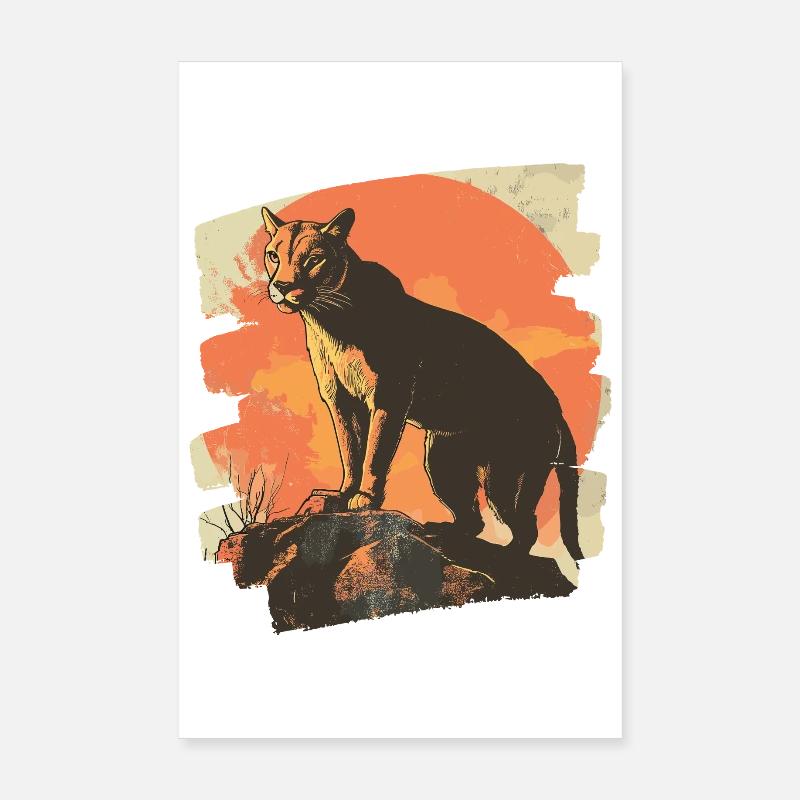 Lion from mountain Retro - Poster 20x30 cm - Weiß