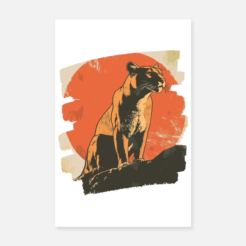 Lion de montagne Rétro Poster 20 x 30 cm