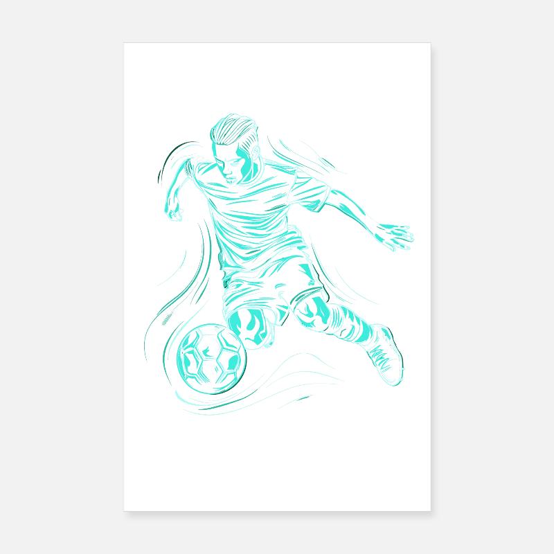 Dessin de garçon de football Poster 20 x 30 cm