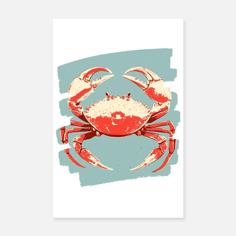 Crab Retro Poster 8" x 12" (20x30 cm)