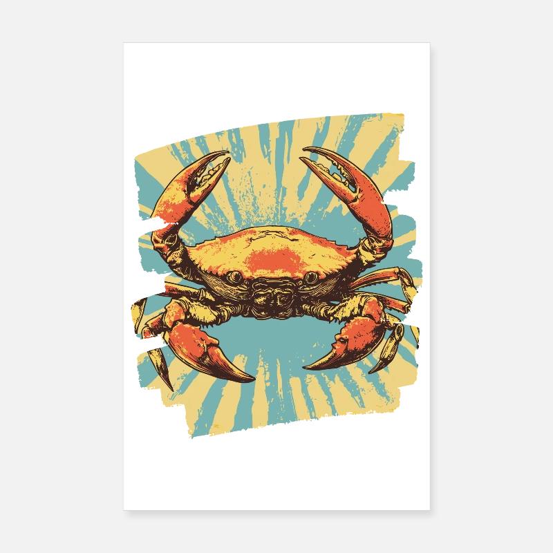 Crabe Rétro Poster 20 x 30 cm