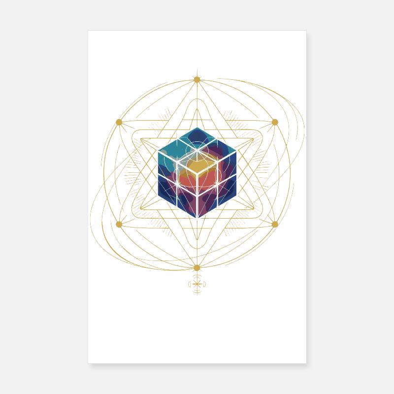 Metatron's Cube Sacred Geometry Cosmic Art Poster 8" x 12" (20x30 cm)