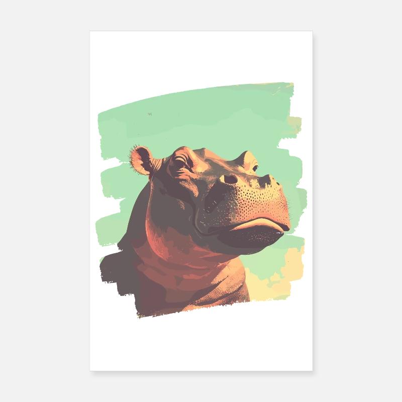 Nilpferd Retro Poster 20x30 cm