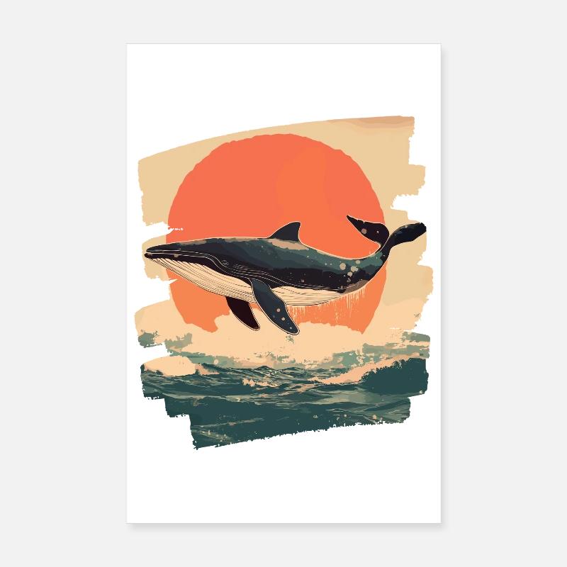 Baleine Rétro Poster 20 x 30 cm