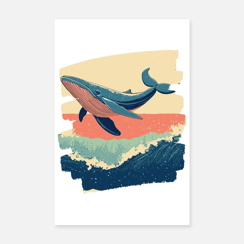 Baleine Rétro Poster 20 x 30 cm