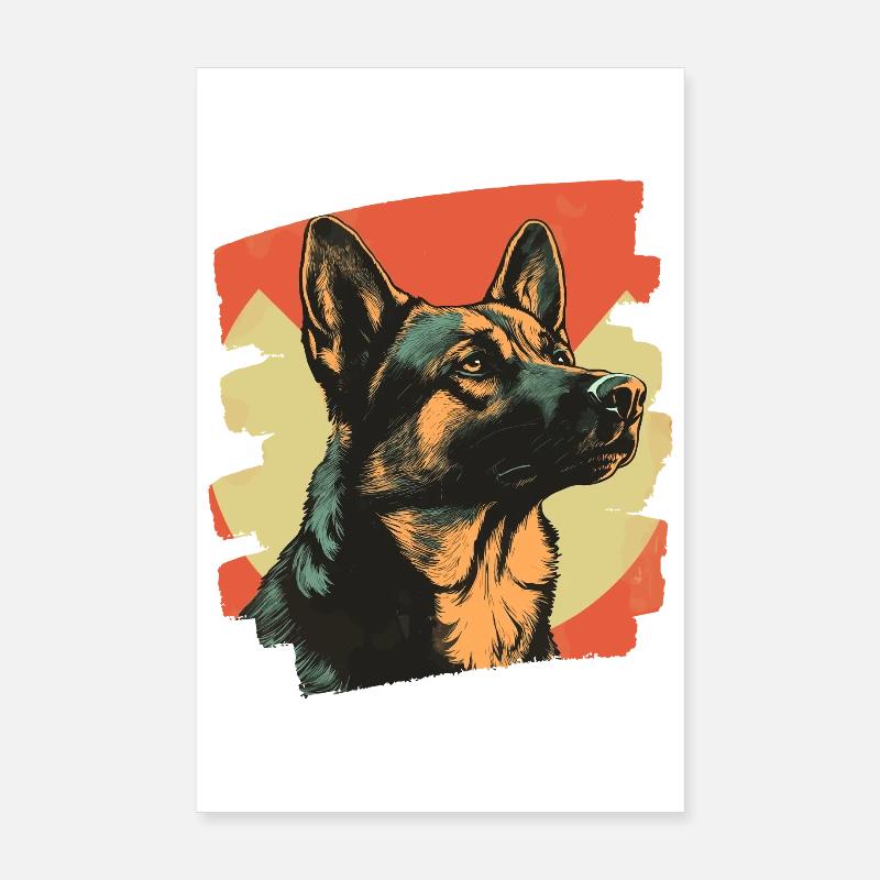 German Shepherd Retro Poster 8" x 12" (20x30 cm)