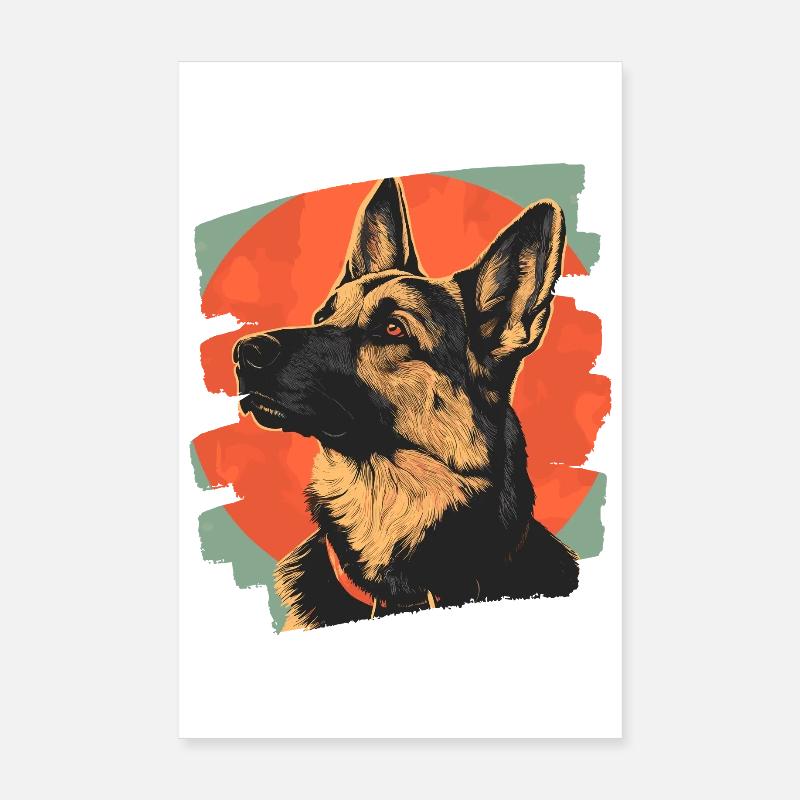 German Shepherd Retro Poster 8" x 12" (20x30 cm)