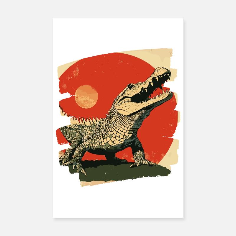 Crocodile Rétro Poster 20 x 30 cm