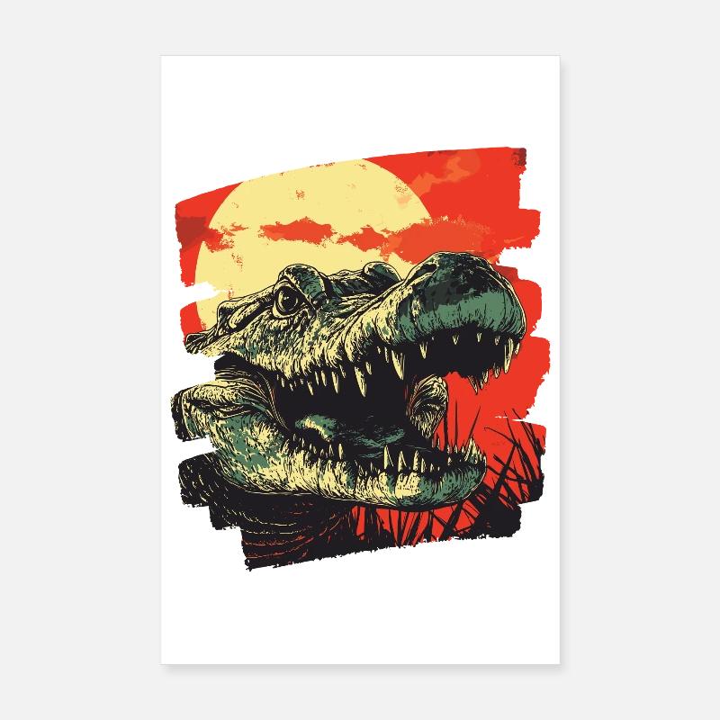 Crocodile Rétro Poster 20 x 30 cm