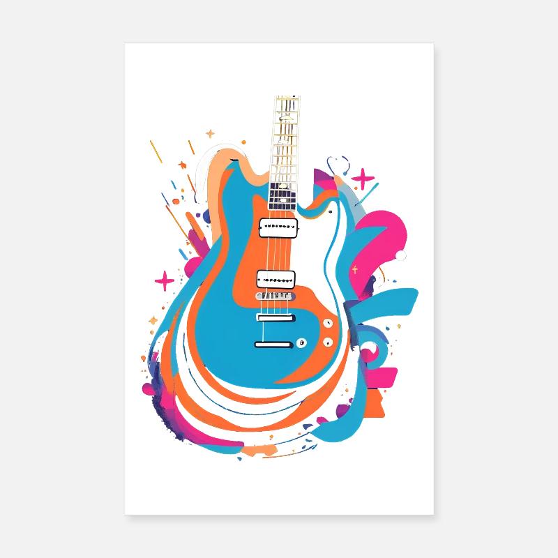 Bunte E-Gitarre Poster 20x30 cm